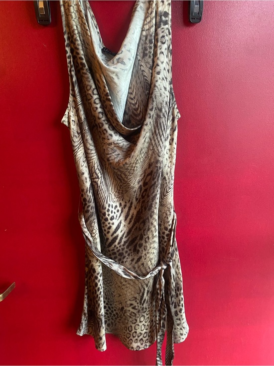 Lafayette 148 New York Tops - Lafayette 148 New York Grey Beige & Black Animal Print Cowl Neck Tunic
